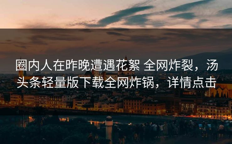 圈内人在昨晚遭遇花絮 全网炸裂,汤头条轻量版下载全网炸锅,详情点击